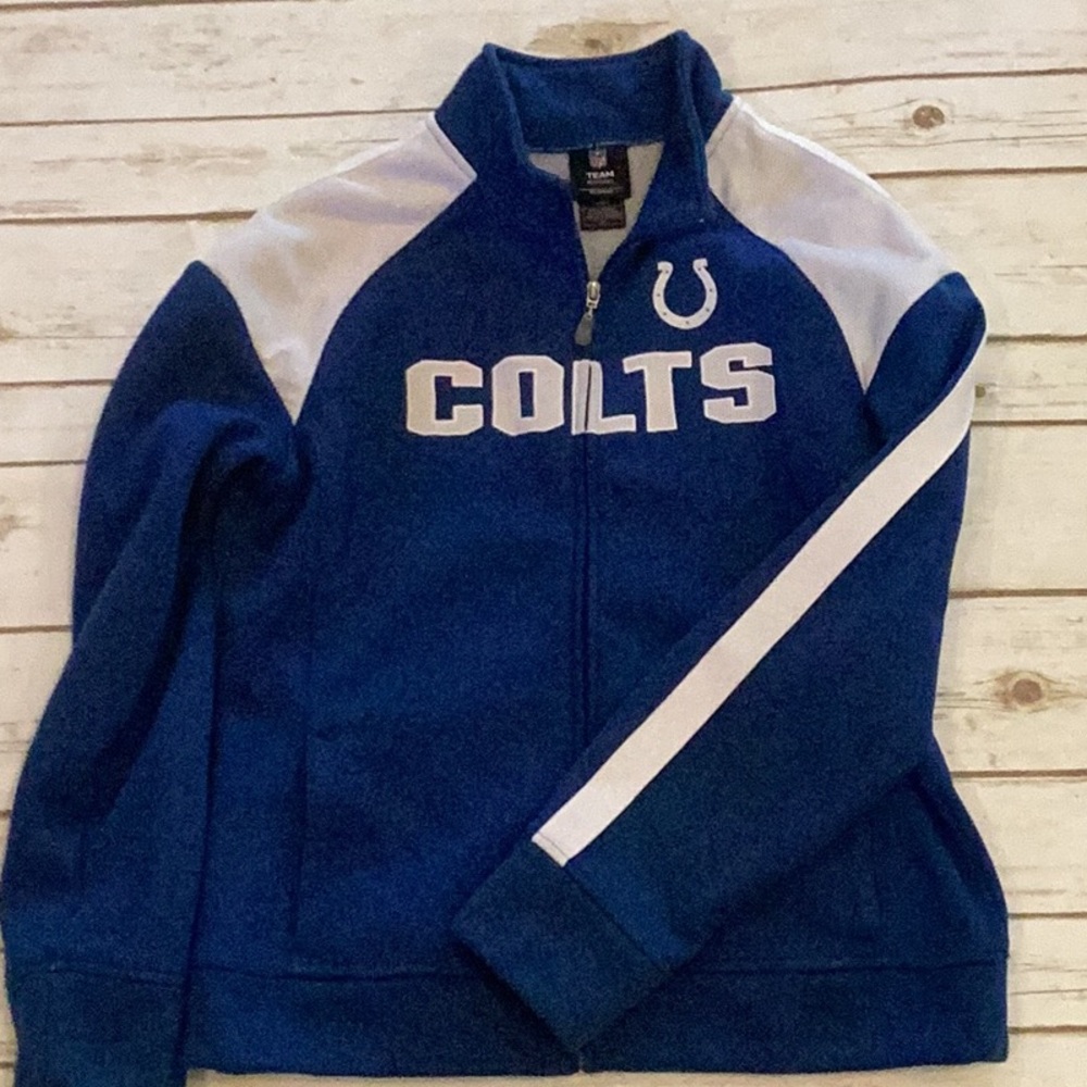 Blue and White NFL licensed Colts full zip Jacket women’s large